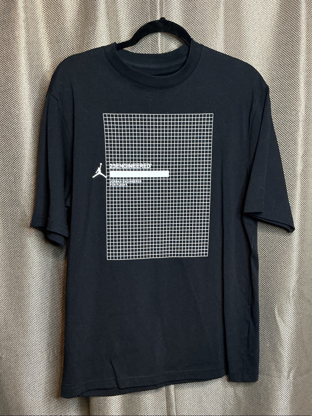 Jordan Black Short-Sleeve Graphic Tee with White Grid